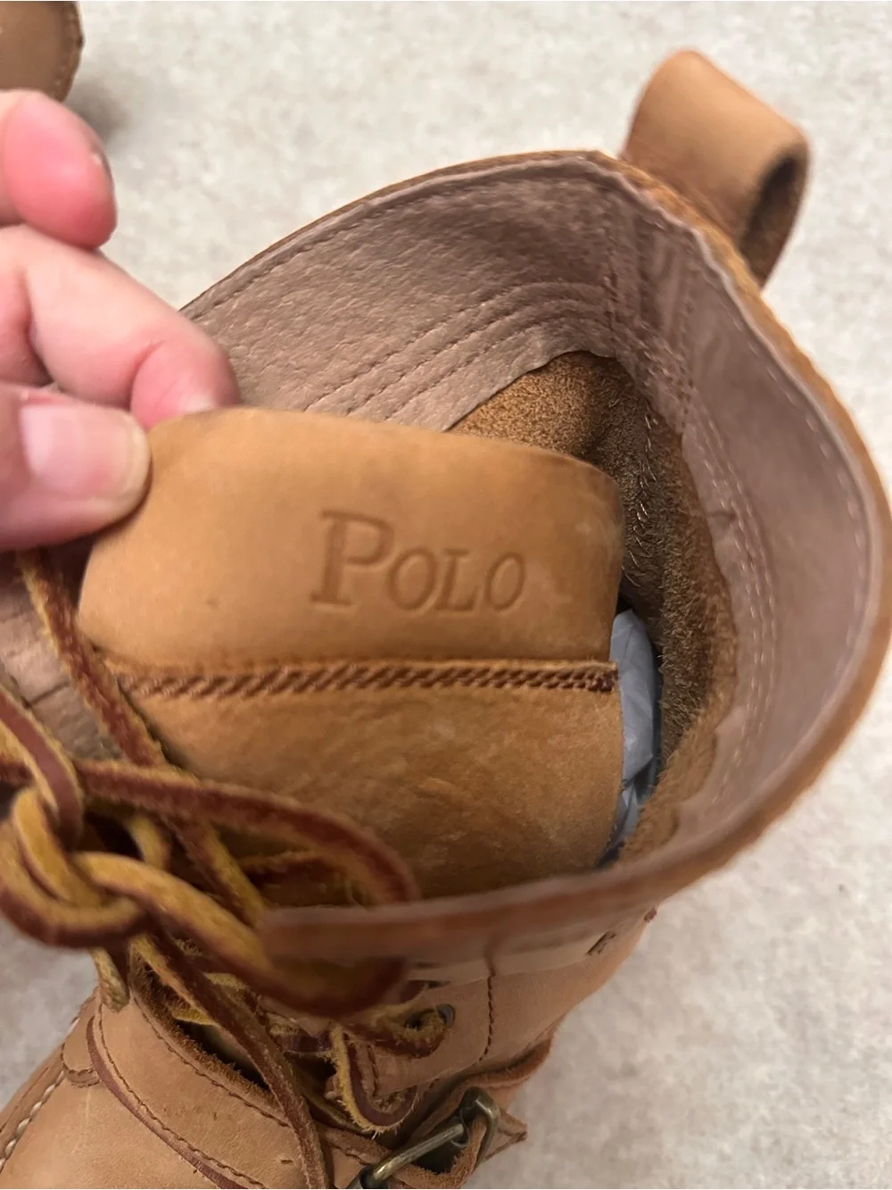 Polo Ralph Lauren Ranger Tan Leather Lace Up Chuncky Boots Men’s size 9D